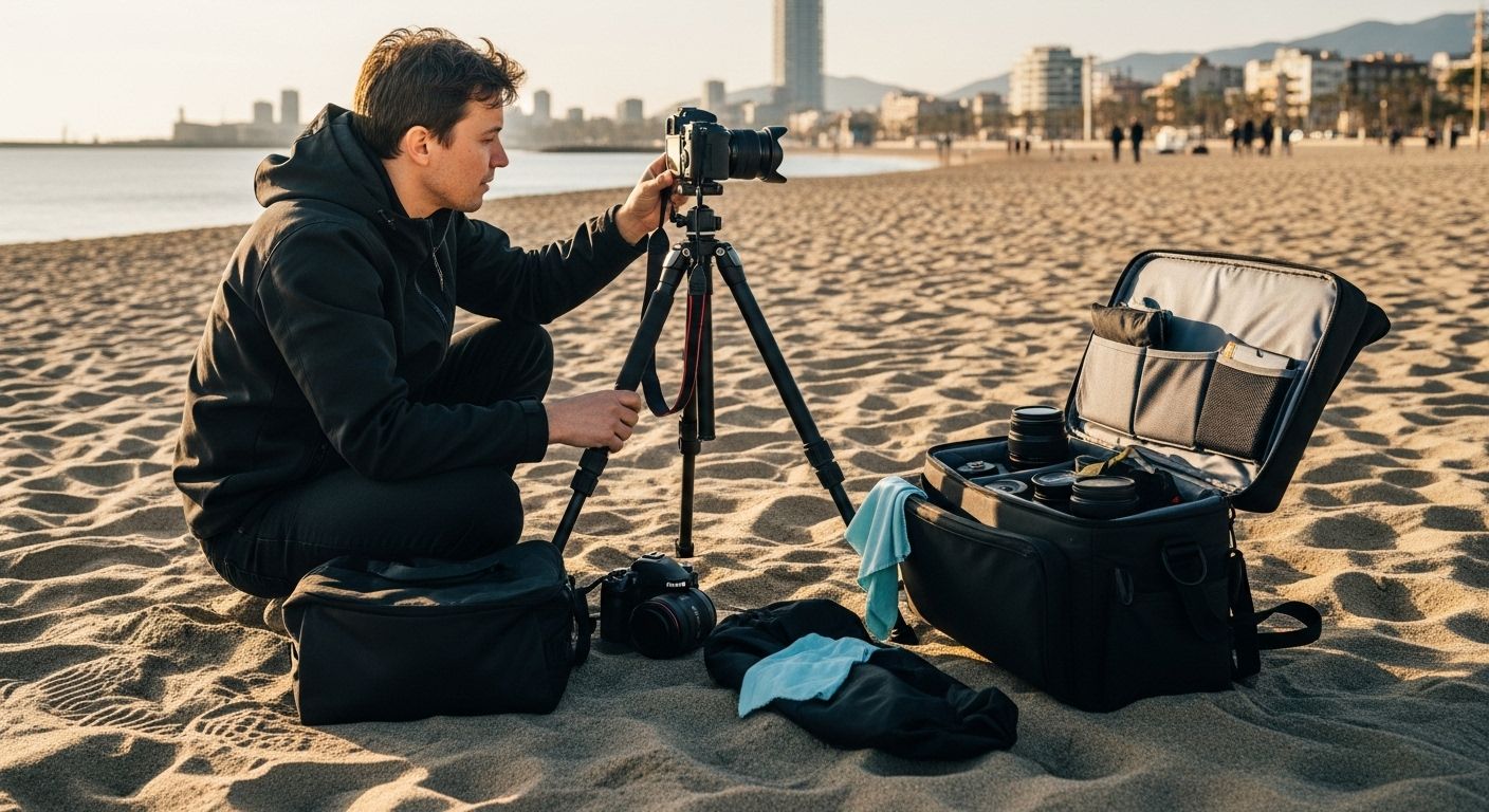 étapes shooting photo plage Barcelone